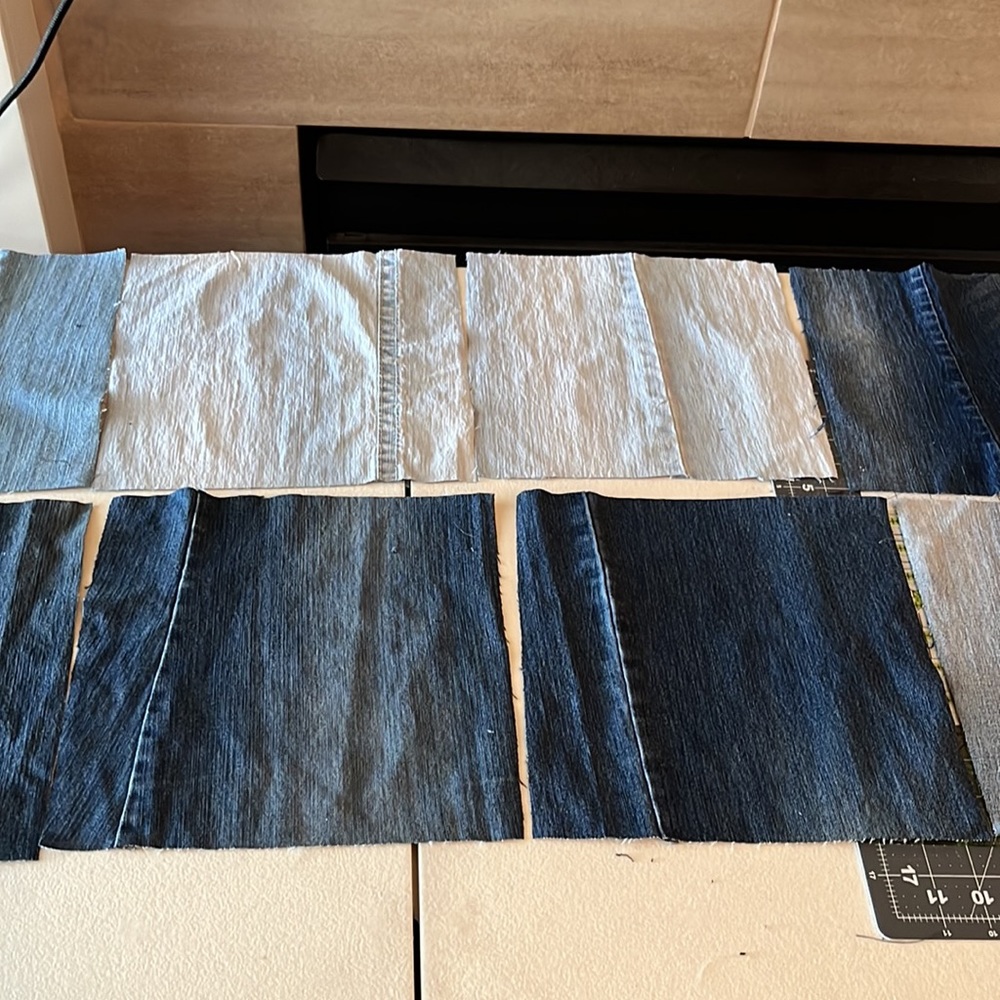 New, Set of 10, Handmade/Hand-cut by Me, Jeans, Denim, 10 1/4” Quilt Blocks - Picture 2 of 5